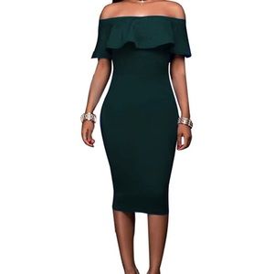 Off shoulder green dress